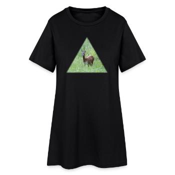 Cerf dans les hautes herbes - Robe T-shirt Femme - noir - Devant