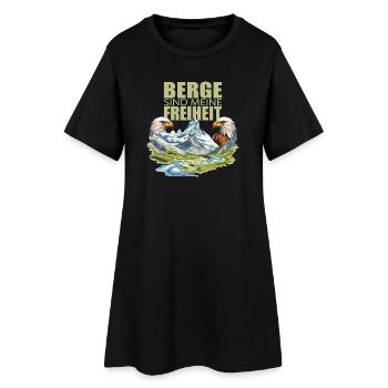 Berge sind meine Freiheit - Frauen T-Shirt-Kleid - Schwarz - Vorne