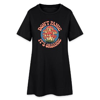 Ne paniquez pas ses champignons bio - Robe T-shirt Femme - noir - Devant