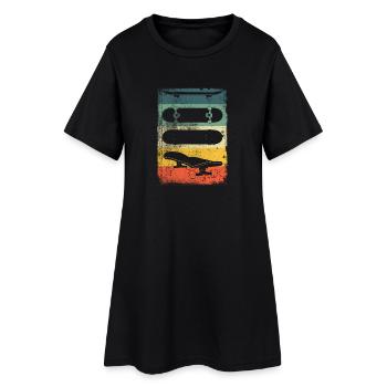 Skateboard Rétro - Robe T-shirt Femme - noir - Devant