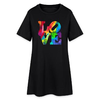 Rainbow Graffiti LOVE Burst - Women’s T-Shirt Dress - black - Front