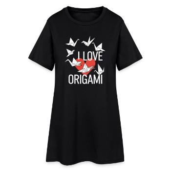 Origami Heart Love Tee - Women’s T-Shirt Dress - black - Front