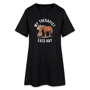 Mon thérapeute mange du foin - Robe T-shirt Femme - noir - Devant