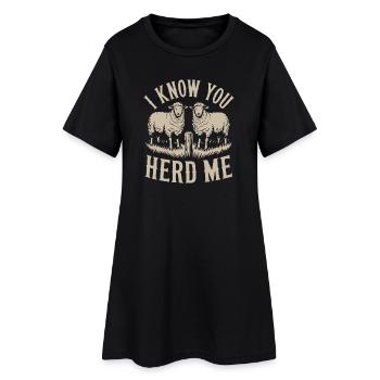 I Know You Herd Me Sheep Pun Tee - Women’s T-Shirt Dress - black - Front