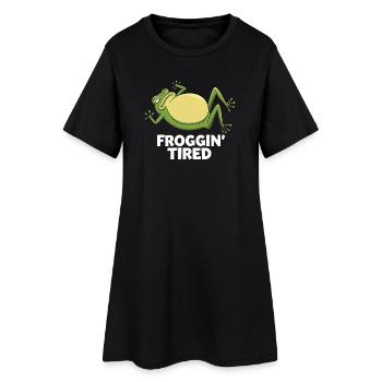 Froggin' Müder Cartoon-Frosch - Frauen T-Shirt-Kleid - Schwarz - Vorne