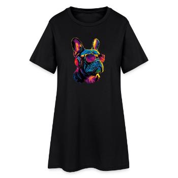 Bouledogue français motif chien dogue allemand Frenchie - Robe T-shirt Femme - noir - Devant