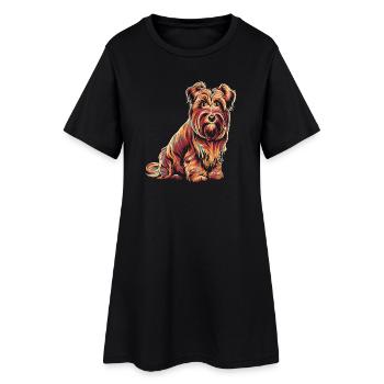 Portrait coloré de terrier - Robe T-shirt Femme - noir - Devant