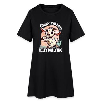 Sorry, I'm Late – Funny Goat Design - Women’s T-Shirt Dress - black - Front