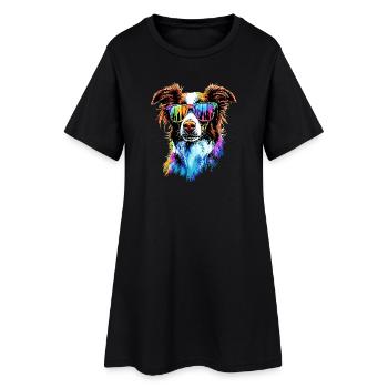 border collie chien amant chiot mignon collies - Robe T-shirt Femme - noir - Devant