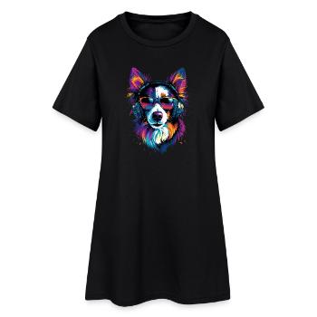 border collie chien amant chiot mignon collies - Robe T-shirt Femme - noir - Devant