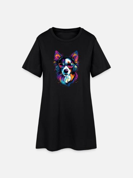 border collie chien amant chiot mignon collies - Robe T-shirt Femme - noir