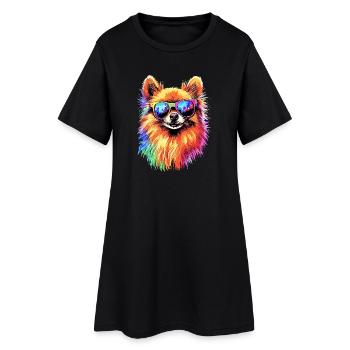 Pomeranian Pomeranian Pom Sweet German Spitz - Women’s T-Shirt Dress - black - Front