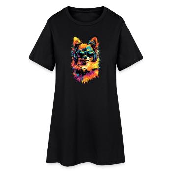 Pomeranian Pomeranian Pom Sweet German Spitz - Women’s T-Shirt Dress - black - Front