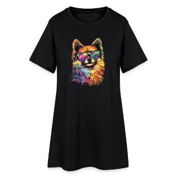 Pomeranian Pomeranian Pom Sweet German Spitz - Women’s T-Shirt Dress - black - Front