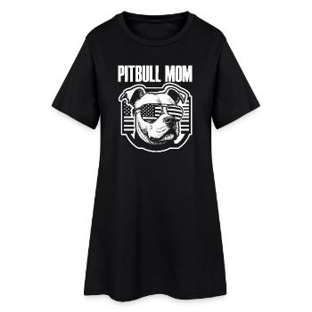 Pitbull Maman Patriotique Drôle 4 Juillet - Robe T-shirt Femme - noir - Devant