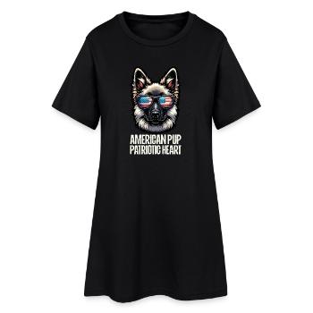 Schäferhund Patriotic Lustiges 4th of July - Frauen T-Shirt-Kleid - Schwarz - Vorne