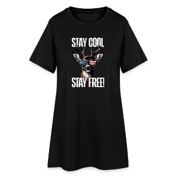 4th of July Hirsch patriotisches Outfit USA Flagge - Frauen T-Shirt-Kleid - Schwarz - Vorne