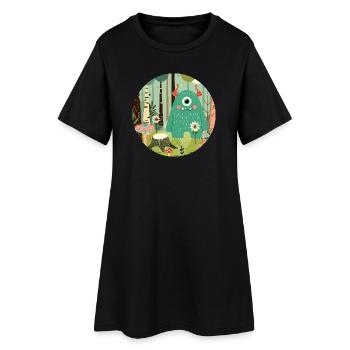 Monstre mignon dans la forêt magique - Robe T-shirt Femme - noir - Devant