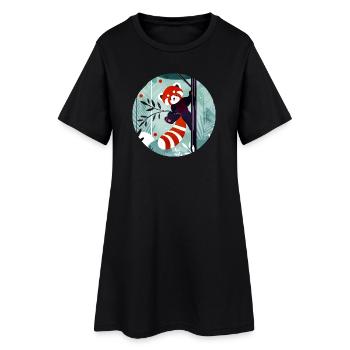 Panda roux heureux dans la jungle - Robe T-shirt Femme - noir - Devant