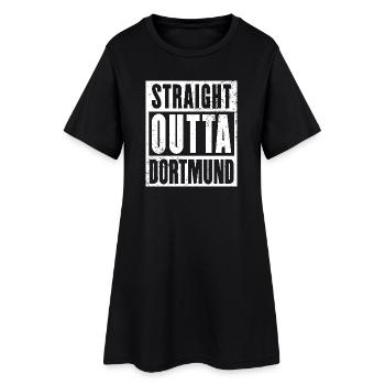 Dortmund, Ruhrgebiet, Ruhrpott, echter Dortmunder - Frauen T-Shirt-Kleid - Schwarz - Vorne