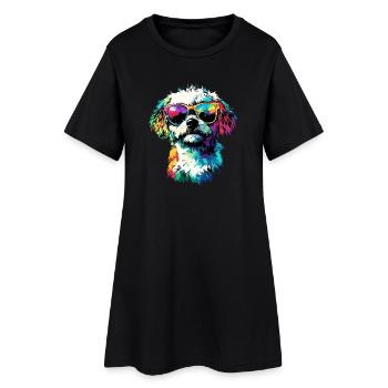 Maltais Petit Chien Maltais Amour Doux Maltais - Robe T-shirt Femme - noir - Devant