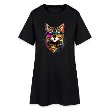 Chat Bengal Chat Léopard Chat Leopardette Chats Bengale - Robe T-shirt Femme - noir - Devant