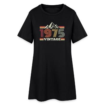 Geburtstag 1975 Retro Natur Wandern Berge - Frauen T-Shirt-Kleid - Schwarz - Vorne
