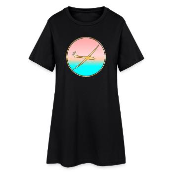 MEER SONNENUNTERGANG SEGELFLUGZEUG - Frauen T-Shirt-Kleid - Schwarz - Vorne