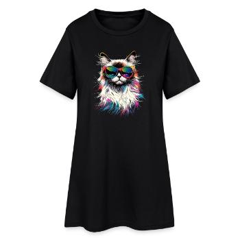 Chat Ragdoll Chat Ragdoll Chat Mignon Chats Ragdoll - Robe T-shirt Femme - noir - Devant