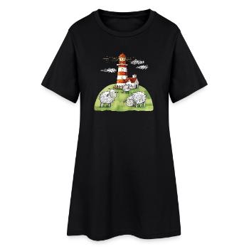 Leuchtturm und Schafe I Nordsee Ostsee Küste - Frauen T-Shirt-Kleid - Schwarz - Vorne