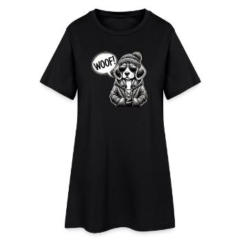 Un chien cool dans le style de la rue - Robe T-shirt Femme - noir - Devant