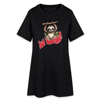 Süßer Faultier mit humoristischem Spruch - Frauen T-Shirt-Kleid - Schwarz - Vorne