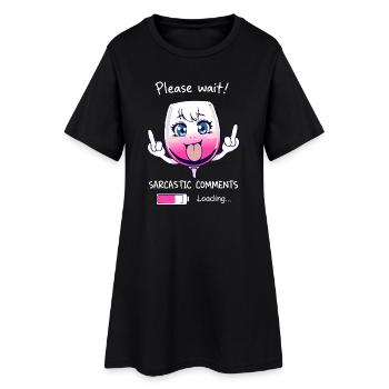 Sarkastisches Weinglas - Frauen T-Shirt-Kleid - Schwarz - Vorne