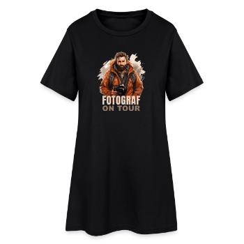 Fotograf on Tour - Frauen T-Shirt-Kleid - Schwarz - Vorne
