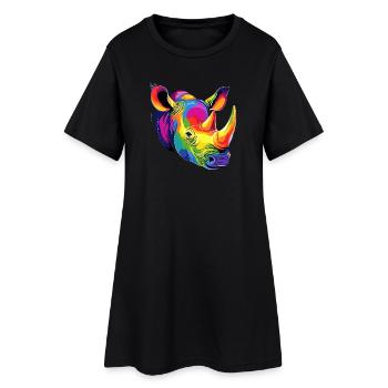 Rhinocéros Rhinocéros Afrique Safari Rhinocéros Rhinocéros - Robe T-shirt Femme - noir - Devant