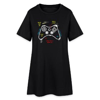 Gamer Controller Graffiti - Frauen T-Shirt-Kleid - Schwarz - Vorne
