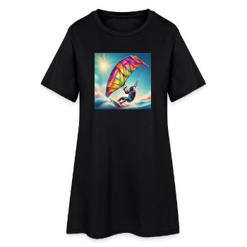 kitesurf, kite, fan de glisse - Robe T-shirt Femme - noir - Devant