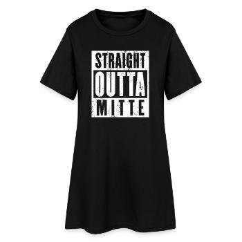 Mitte, Ruhrgebiet, Ruhrpott, Stadtteil Mitte - Frauen T-Shirt-Kleid - Schwarz - Vorne