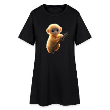 Gibbon Monkey Whitehand Gibbon Monkey Cute Lar Gibbons - Women’s T-Shirt Dress - black - Front