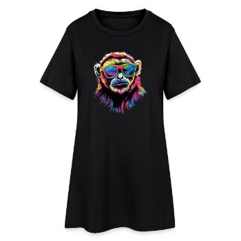 Gibbon Monkey Whitehand Gibbon Monkey Cute Lar Gibbons - Women’s T-Shirt Dress - black - Front
