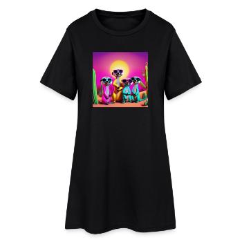Meerkat, meerkat family, meerkat humor - Women’s T-Shirt Dress - black - Front