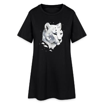 Geometric Snow Leopard – Elegance of the Wilderness - Women’s T-Shirt Dress - black - Front