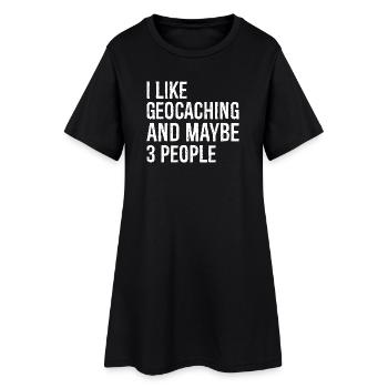 J’aime le géocaching et peut-être 3 personnes - Robe T-shirt Femme - noir - Devant