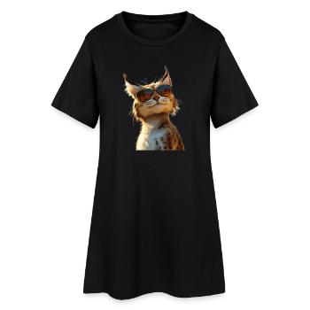 Lynx Chat sauvage Grands chats Chats Mignon Lynx - Robe T-shirt Femme - noir - Devant
