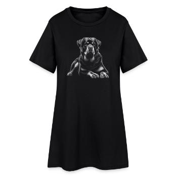 Style de dessin photoréaliste Rottweiler allongé - Robe T-shirt Femme - noir - Devant