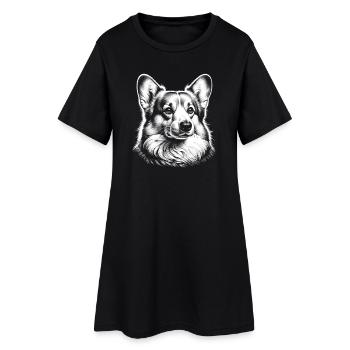 Portrait de corgi - Photoréaliste en noir et blanc - Robe T-shirt Femme - noir - Devant