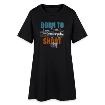 Born to shoot - Frauen T-Shirt-Kleid - Schwarz - Vorne