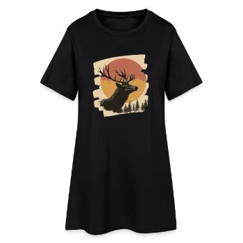 Elch Retro - Frauen T-Shirt-Kleid - Schwarz - Vorne