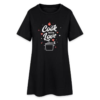 Kochen mit Liebe - Frauen T-Shirt-Kleid - Schwarz - Vorne