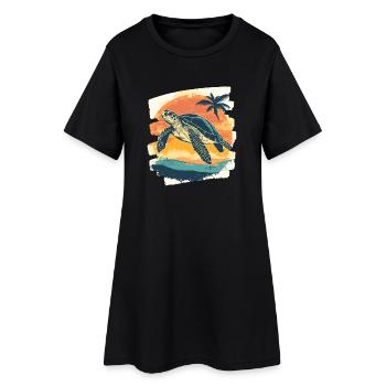 Tortue de mer rétro - Robe T-shirt Femme - noir - Devant